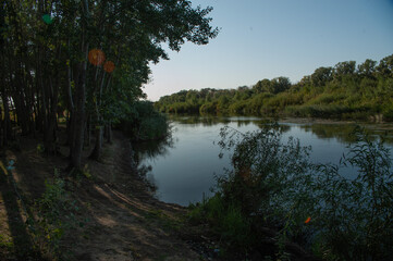 sunset over the river