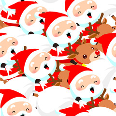 Christmas-themed Santa Claus seamless pattern background | vector images