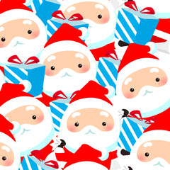 Christmas-themed Santa Claus seamless pattern background | vector images