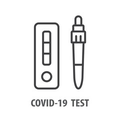 Coronavirus blood test line icon on white background. Vector illustration.