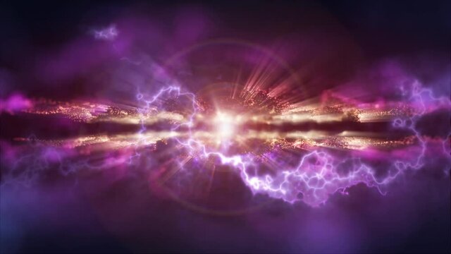 4K Abstract background animation shining  particles, stardust, energy waves flares flowing in space loop