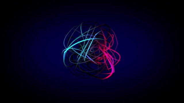 Abstract background shiny futuristic openwork structure transforms rotating loop