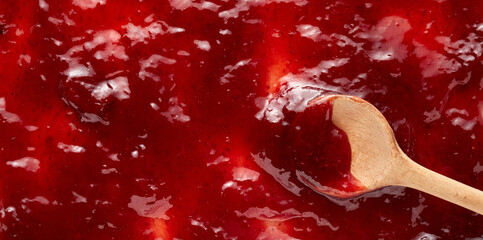 Panorama banner background texture of red berry jam