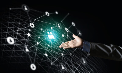 Presenting modern wireless technologies as means of communucation and networking on dark background