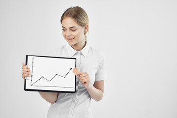 Naklejka premium cheerful woman commerce internet finance investment technologies