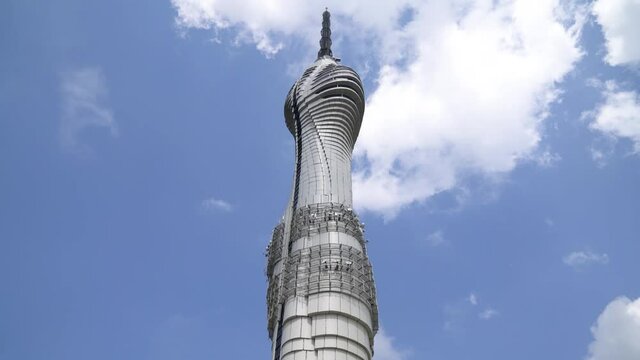Camlica, Istanbul, Turkey - September 2021: Kucuk Camlica Communications Tower with observation decks and restaurants. Camlica TV Radio Tower with modern architecture.