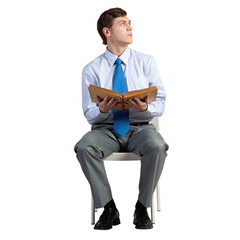 young businessman with a book