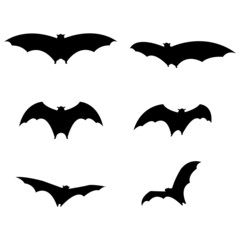 Set of black bats for Halloween. Vector