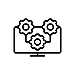 Black line icon for execution