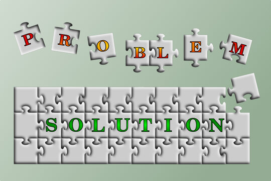 Social network concept. There is always a solution to the problem. Puzzle with the word PROBLEM do not match. With the inscription SOLUTION they fit together.