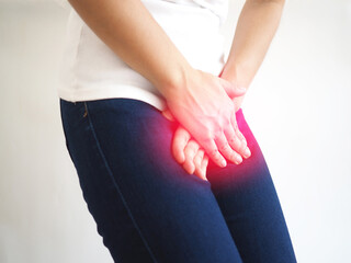 A woman suffering from bladder cancer. There was pain and suffering. concept of women's health.