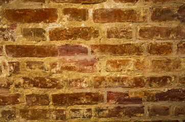 Textured beautiful natural abstract surface for wallpapers and backgrounds. Old brown brick wall