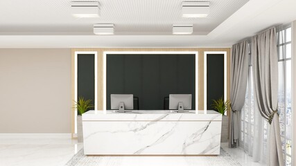 blank office wall in modern receptionist room for company logo mockup