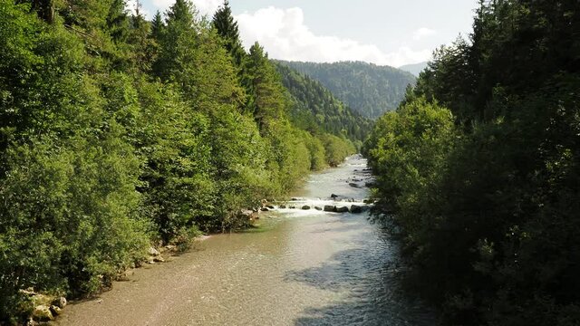 Bavarian landscape. Wei&szlig;ach river between Wildbad and Kreuth.Tributary of Mangfall in Upper Bavaria, flowing near Rottach-Egern to the lake of Tegernsee