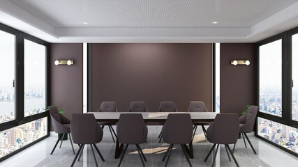blank wall in luxury office meeting room 3d render interior design