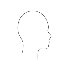 Asian non-binary head in profile with small snub nose continuous one line drawing, Vector graphics minimalist linear illustration made of single line