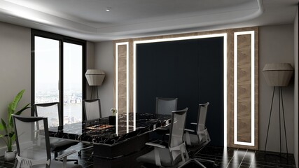 modern office meeting room for company wall logo mockup