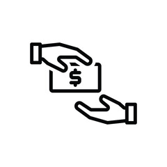 Black line icon for getting