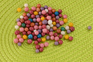 Fototapeta na wymiar Heap of sugared colorful sweet dragees 