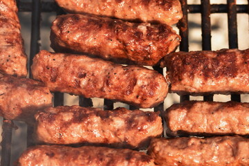 romanian barbecue ,mici, mititei, pork meat rolls