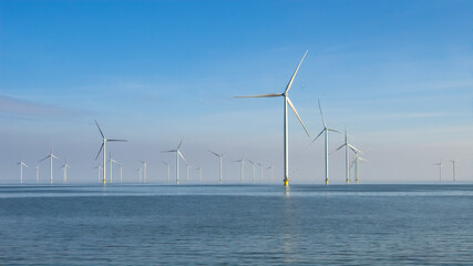 Wind farm in the IJsselmeer lake