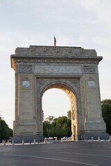 Fototapeta na wymiar Bucharest, Bucuresti Romania. Arcul de Triumf ( Arch of Triumph ) may 2017