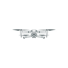 Fototapeta na wymiar Drone technology design - vector illustration of a drone in the sky. Modern vector line art collection.