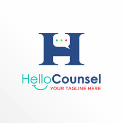 Letter or word H serif font with Chat image graphic icon logo design abstract concept vector stock. Can be used as a symbol associated with initial or communication