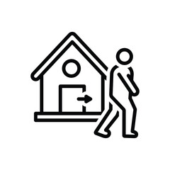 Black line icon for out