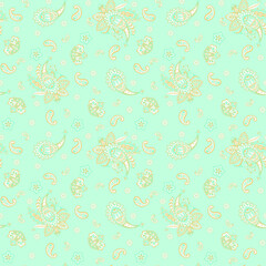 Seamless Asian Textile Background. Vector Paisley Pattern