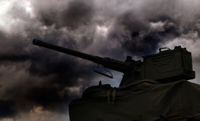 The M2 machine gun or Browning.50 caliber machine gun is a heavy machine gun designed toward the end of World War I by John Browning. © Paul