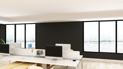 office area with blank wall 3d design interior