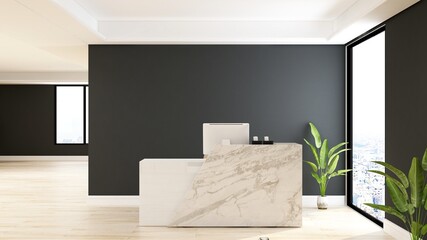 blank office wall in receptionist room for company logo mockup