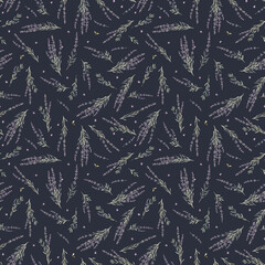Beautiful vector seamless floral provence pattern with watercolor hand drawn gentle lavander flowers. Stock illustration.