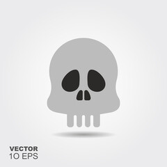 Stylized human skull. Flat silhouette icon with shadow