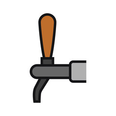 Obraz premium Tap for draught beer. Equipment for bars and pubs. The valve for beer. Vector illustration isolated on a white background for design and web.