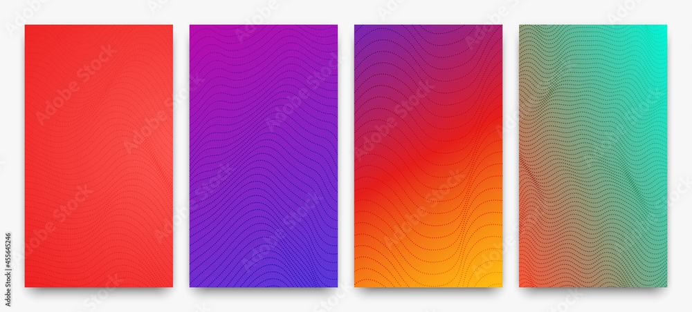 Poster set of halftone gradient backgrounds with dots