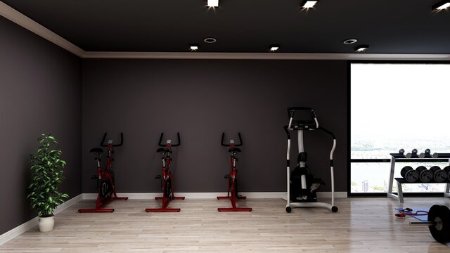 blank wall in modern gym interior 