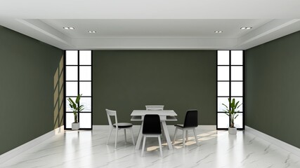green modern office meeting room for company wall logo mockup