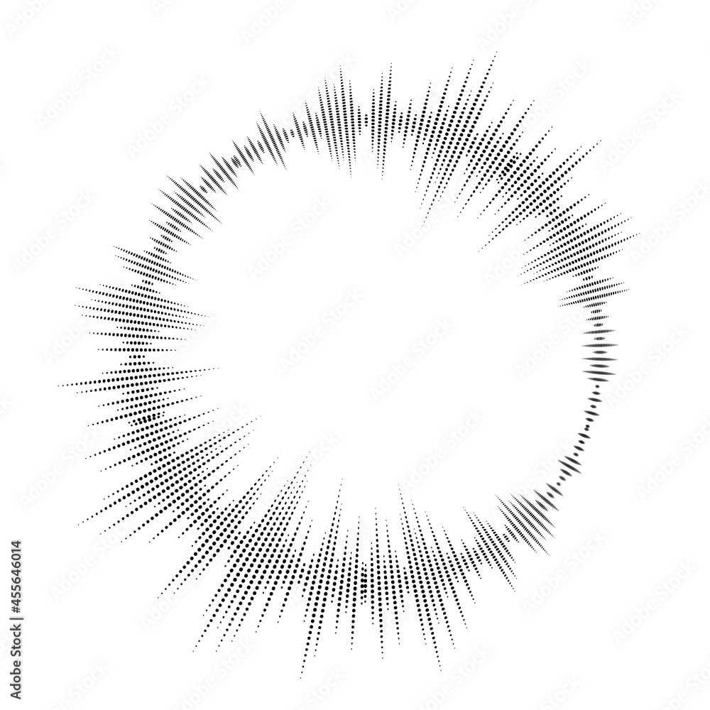 Poster bursting rays. sunburst frame. abstract equalizer element with dotted lines for design. vector illus