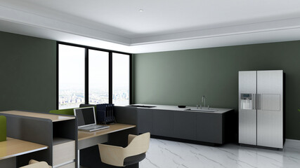 office pantry area 3d render interior design