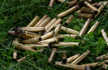 Brass cartridge cases for machine gun.