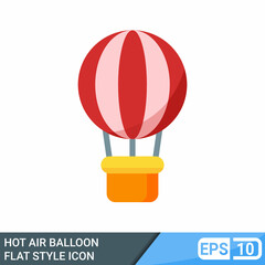 Hot air balloon icon in flat style isolated on white background. EPS 10