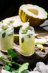 Cold melon and mint cocktail.