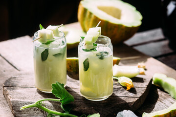 Cold melon and mint cocktail.