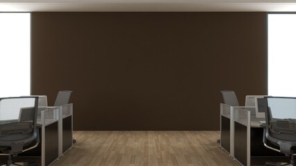 office area with blank wall 3d design interior
