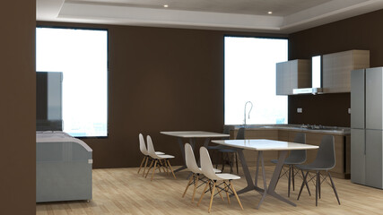 office pantry area 3d render interior design