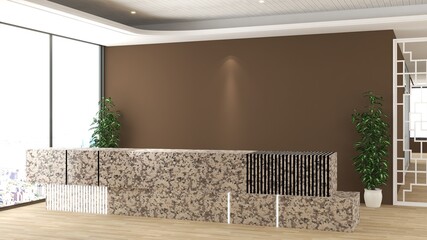 blank office wall in receptionist room for company logo mockup