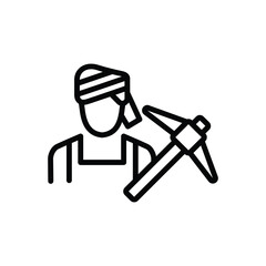 Black line icon for farmer