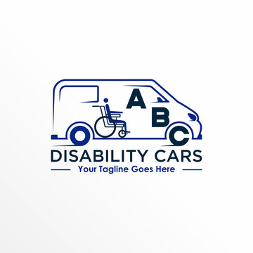 Vans car and wheelchair image graphic icon logo free design abstract concept vector stock. Can be used as a symbol related to disability or transportation.